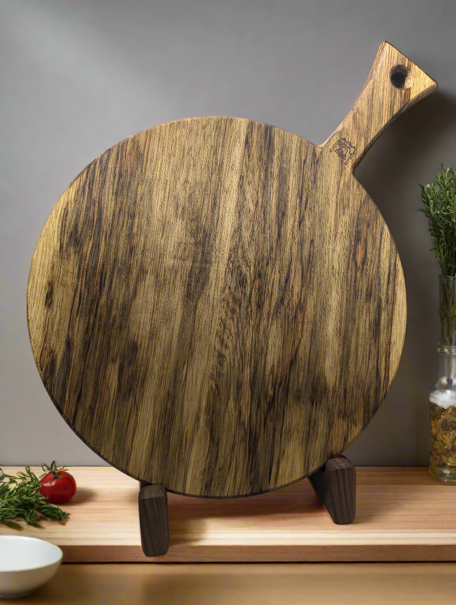 Large Round Black Limba Charcuterie Board