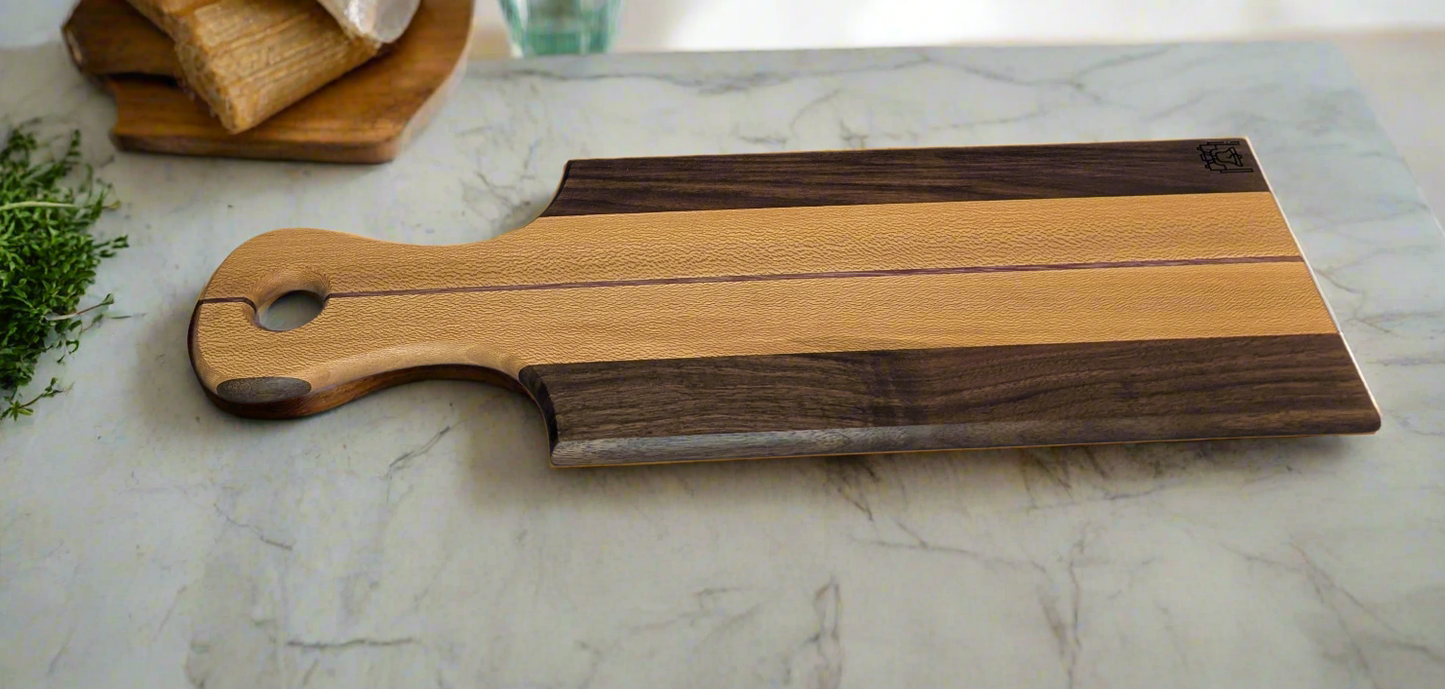 Sycamore, Black Walnut, Purple Heart Cutting/Charcuterie Board