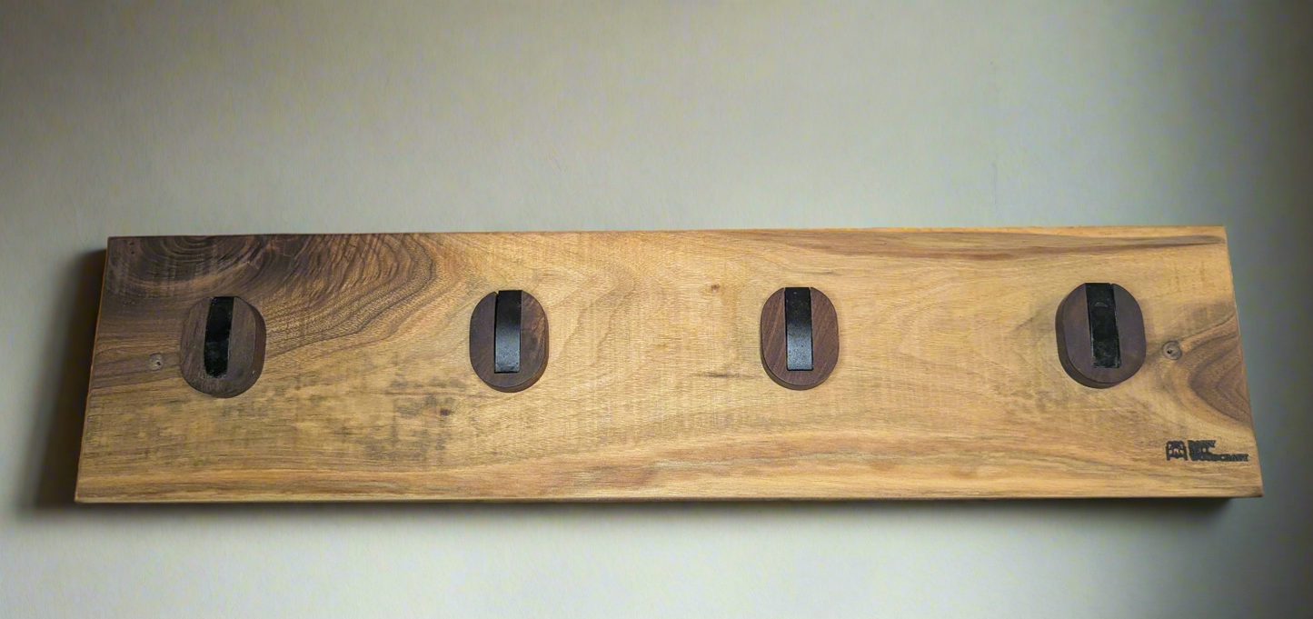 Live Edge Black Walnut Wall Mounted Coat Rack