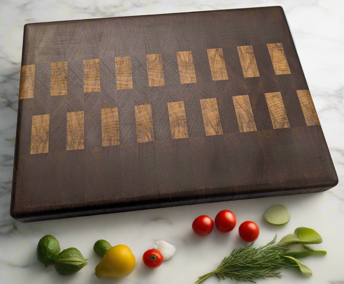 (Exotic) Wenge, Black Limba Two Color End Grain Cutting Board