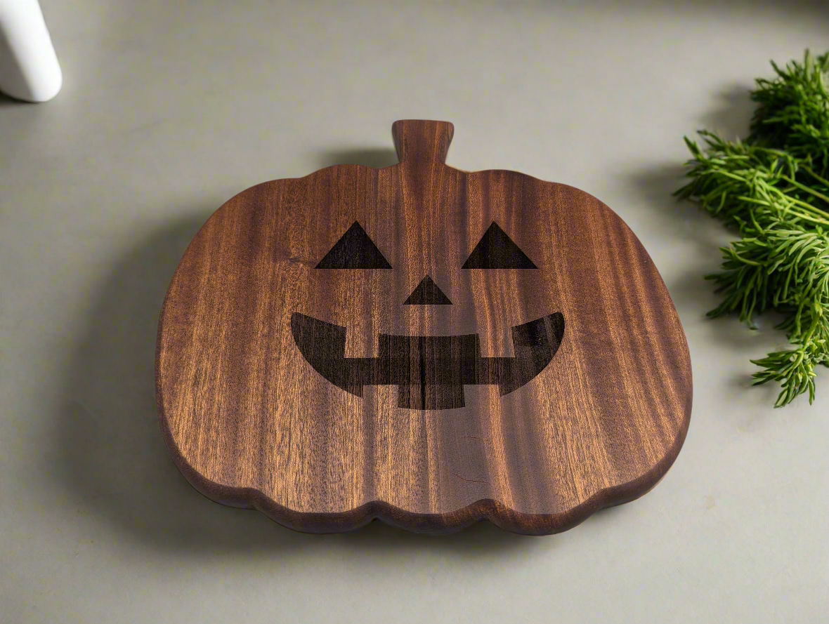 Ribbon Sapele Jack-O'-Lantern Charcuterie Board (Exotic)