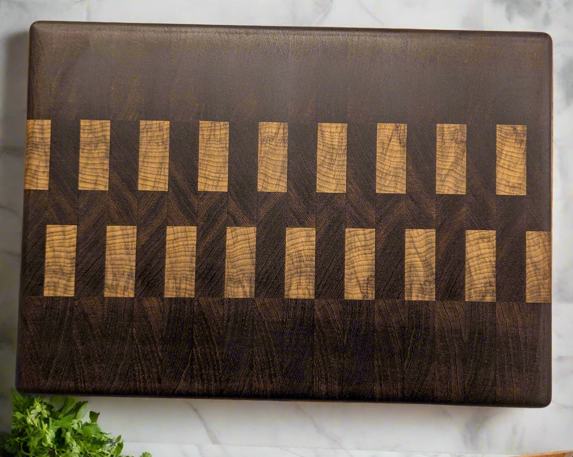 (Exotic) Wenge, Black Limba Two Color End Grain Cutting Board