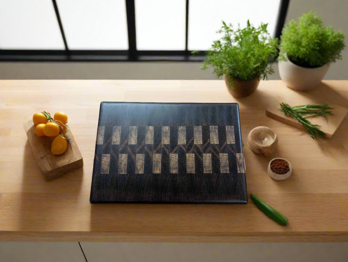 (Exotic) Wenge, Black Limba Two Color End Grain Cutting Board