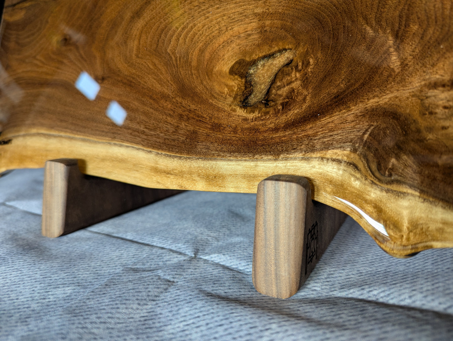 Live Edge Black Walnut Board W/ Epoxy Coating and Rubber Feet