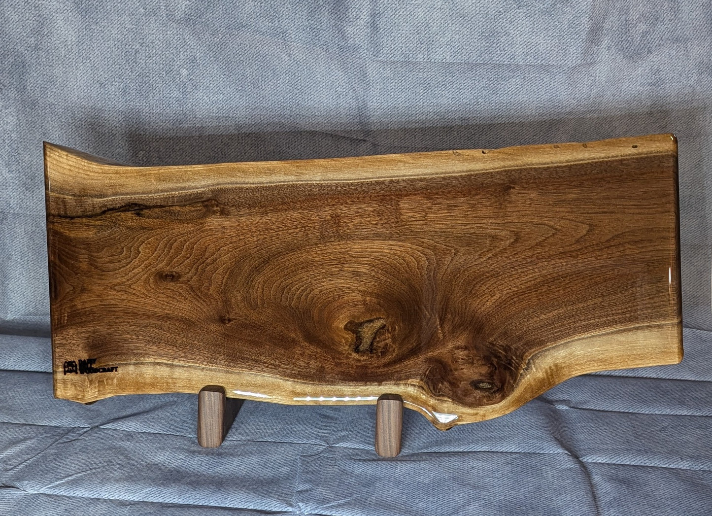 Live Edge Black Walnut Board W/ Epoxy Coating and Rubber Feet