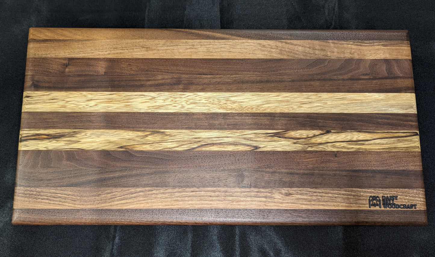 (Exotic & domestic)Black Walnut, Black Limba Two Color Edge Grain Cutting Board