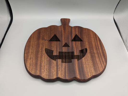 (Exotic) Ribbon Sapele Jack-o'-lantern Charcuterie Board