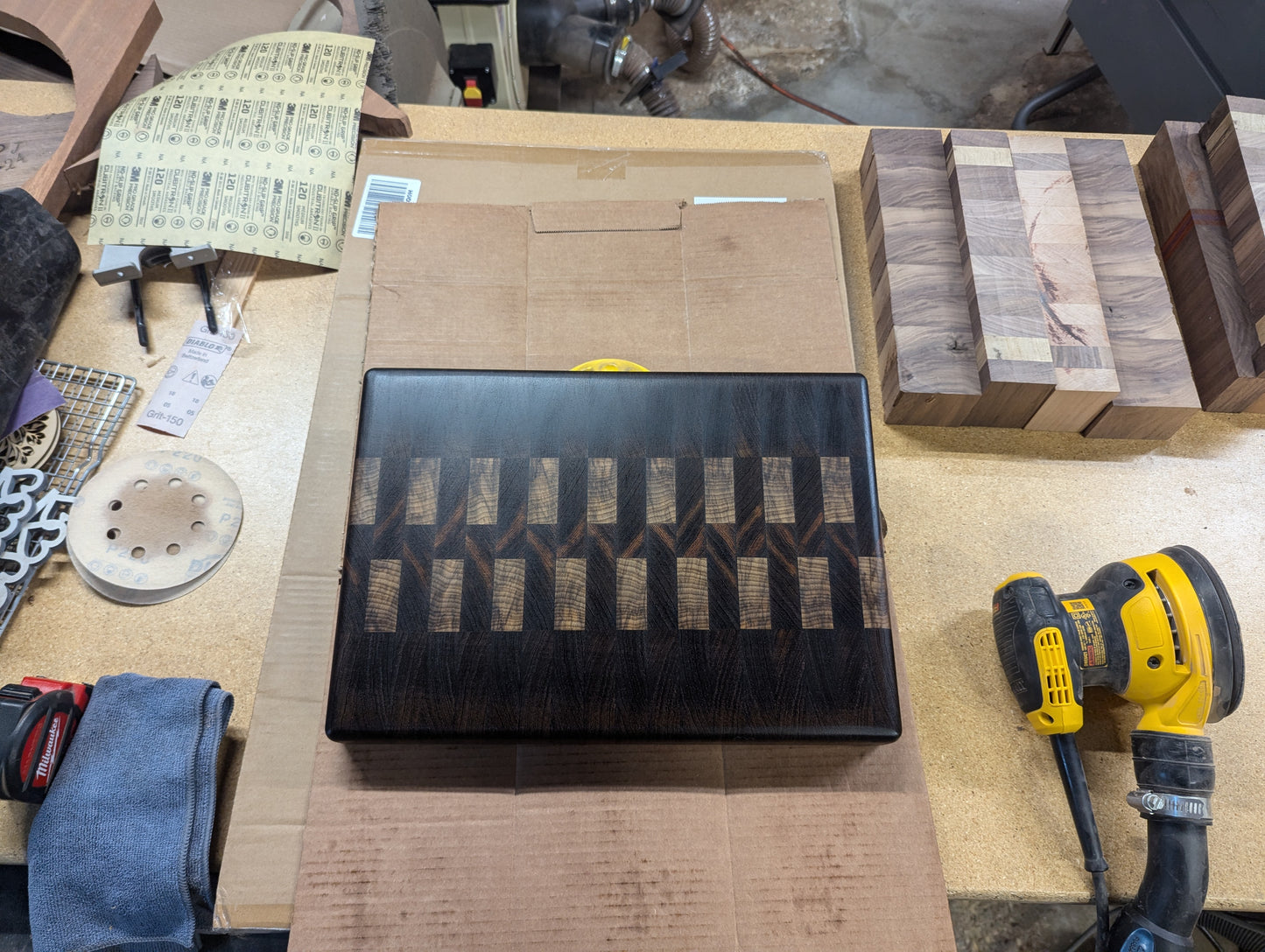 (Exotic) Wenge, Black Limba Two Color End Grain Cutting Board