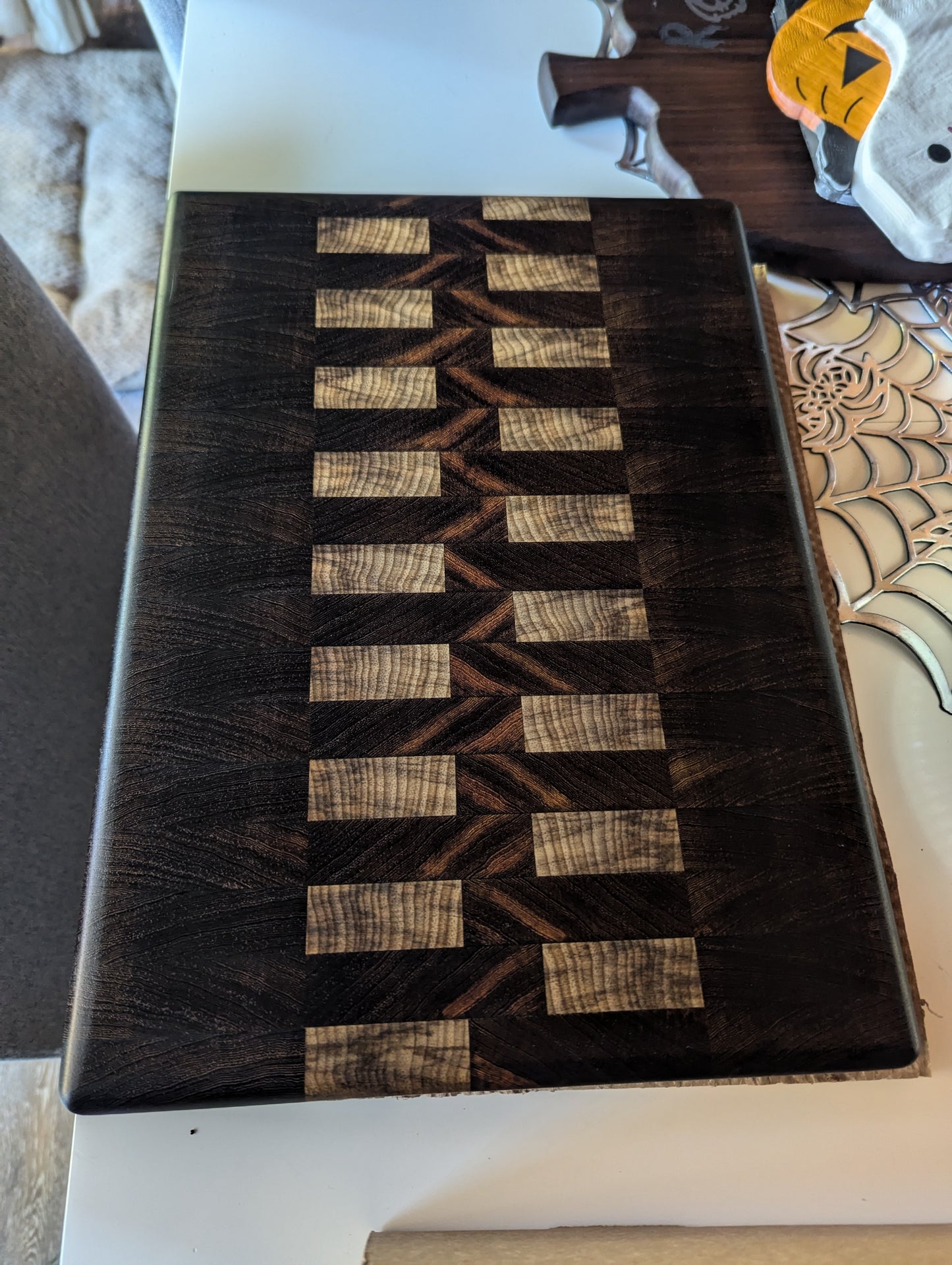 (Exotic) Wenge, Black Limba Two Color End Grain Cutting Board