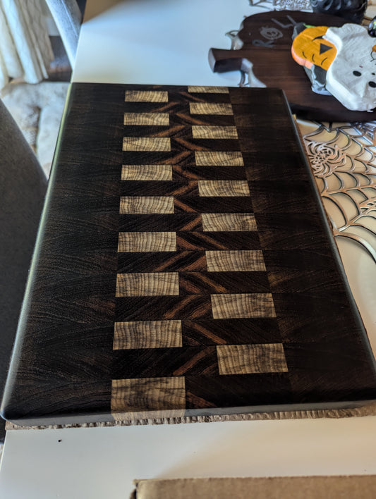 (Exotic) Wenge, Black Limba Two Color End Grain Cutting Board