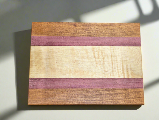 Ribbon Sapele, Purple Heart & Maple Tri Color Face Grain Cutting Board (Exotic)