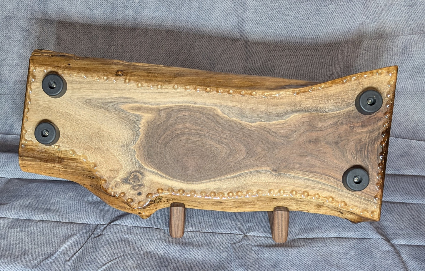 Live Edge Black Walnut Board W/ Epoxy Coating and Rubber Feet