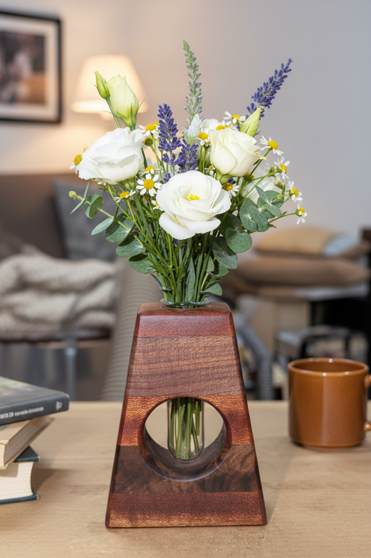 Handcrafted Walnut & Sapele Exotic Wood Vase